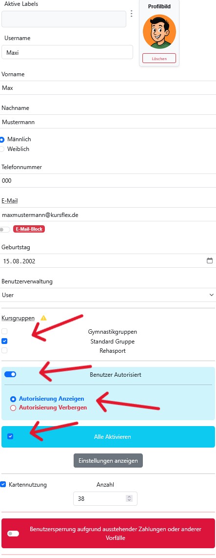 Benutzer / Mitglieder freischalten