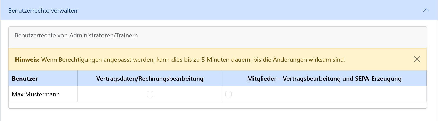 Benutzerrechte verwalten