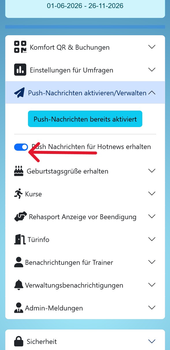 Push Nachrichten "Hot News"