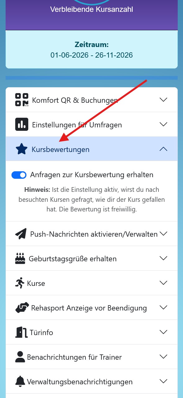 Kursbewertungen verwalten